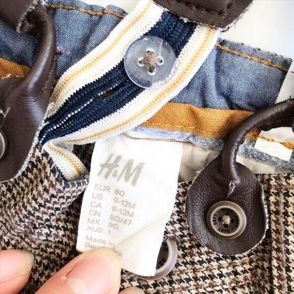 H&M houndstooth suspender pants EUC 9-12 months - Picture 2 of 4